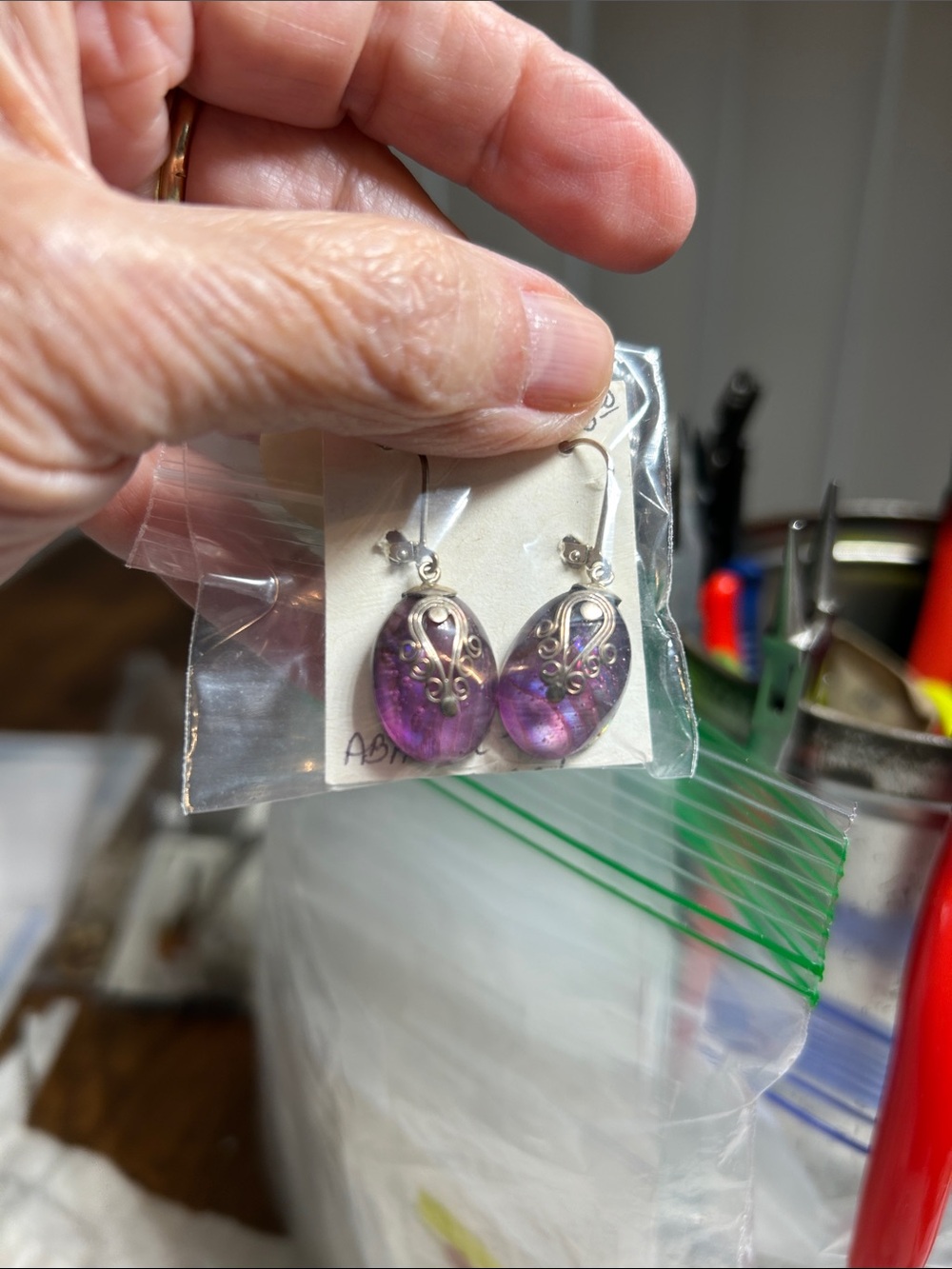 Silver Filigree Purple Teardrop Earrings - Women Jewelry